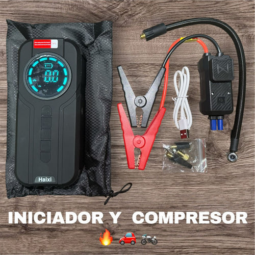 Arrancador de batería y compresor con todos sus accesorios