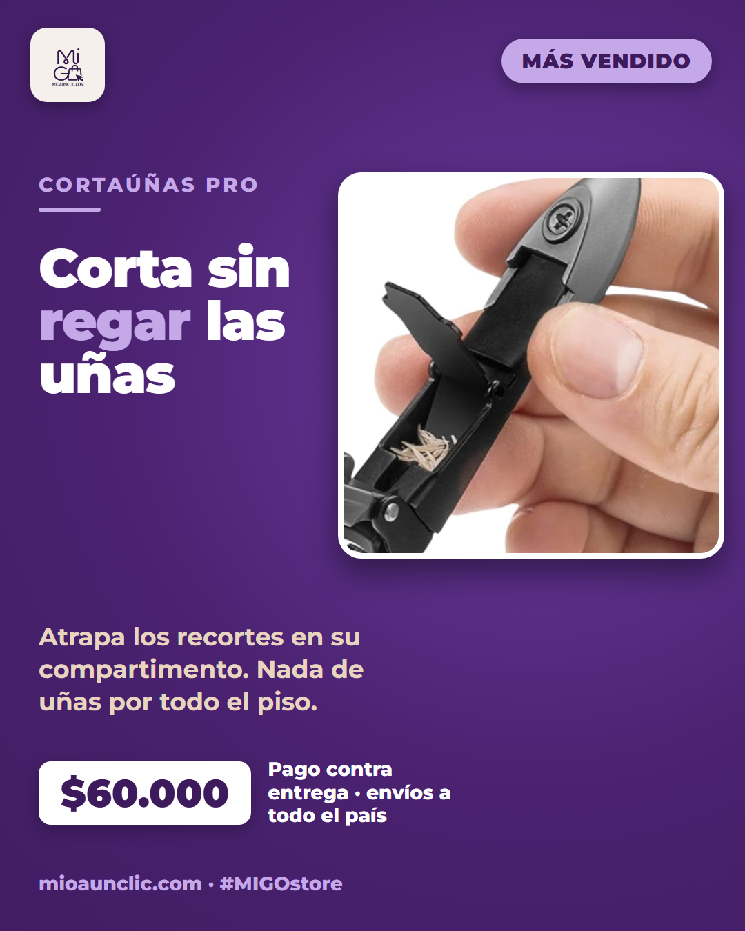 Cortaúñas grande con estuche que recoge las uñas - MIGO
