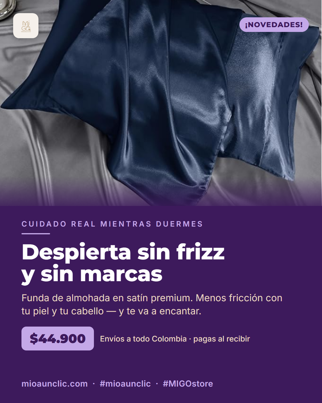 Funda de Almohada en Satín Premium — Antifrizz y Cuidado de la Piel